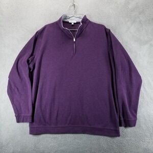 Peter Millar 1/4 Zip Sweater Mens 2XL Purple Crown Comfort Pullover Stretch